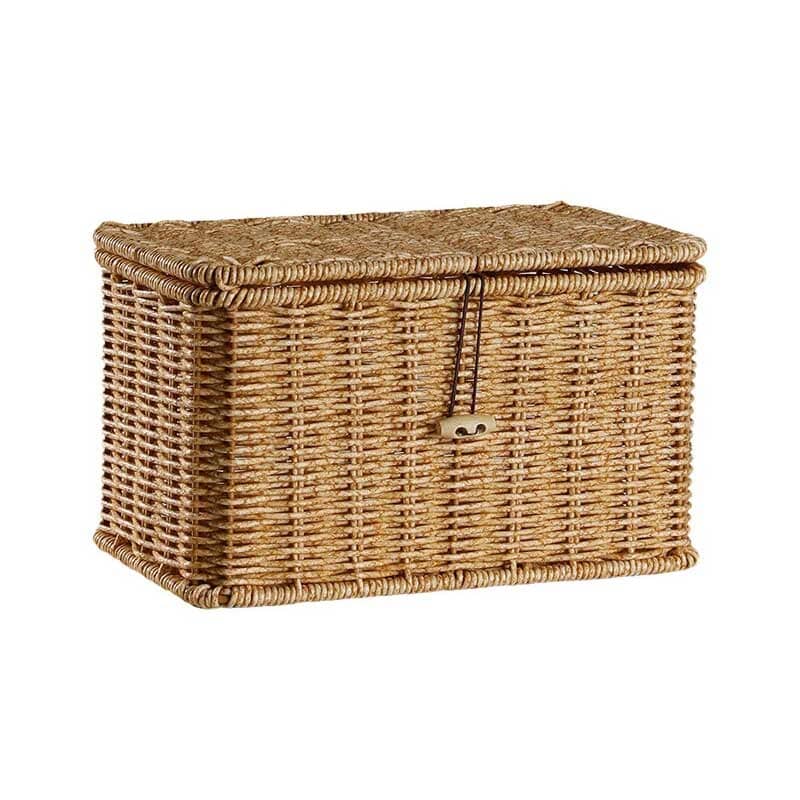 Cesto Organizador com Tampa Panier [Organização - Cestas ] - Cesta de Palha Organizadora Retangular Vitrine One P - 24x14x14 cm Claro 