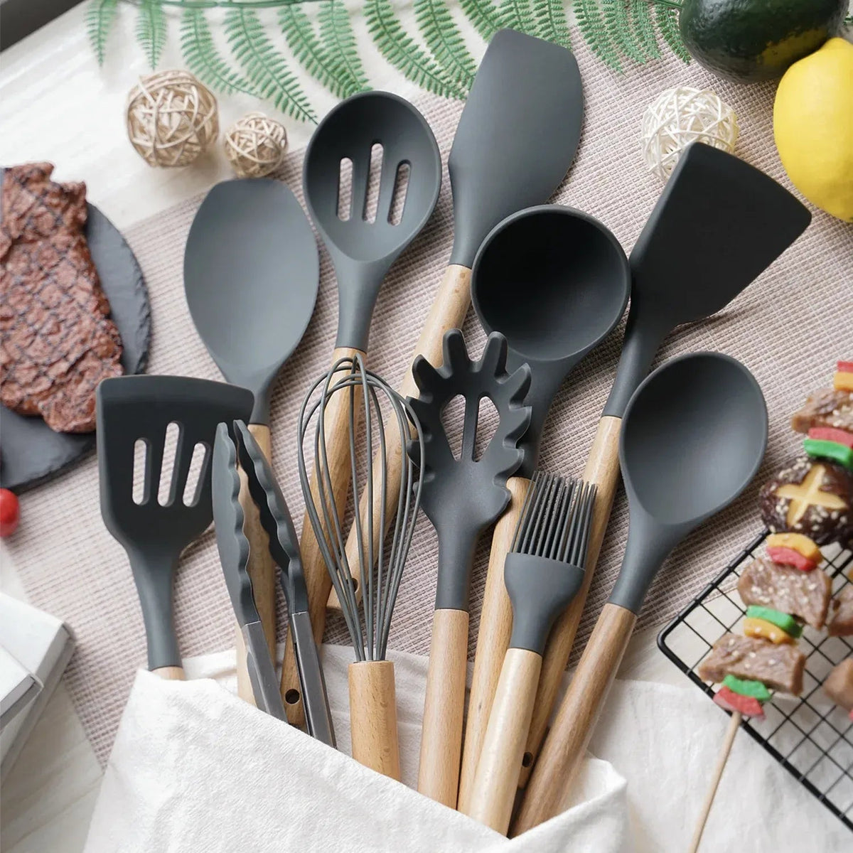 Conjunto 11 Utensílios de Cozinha Vitrine One Preto 