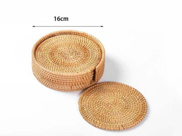 Conjunto de Descansos a Mesa Rattan - 6 peças