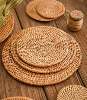 Conjunto de Descansos a Mesa Rattan - 6 peças