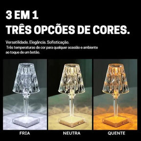 Luminária Crystal Sem Fio Luminária de Mesa Led Sem Fio Vitrine One 